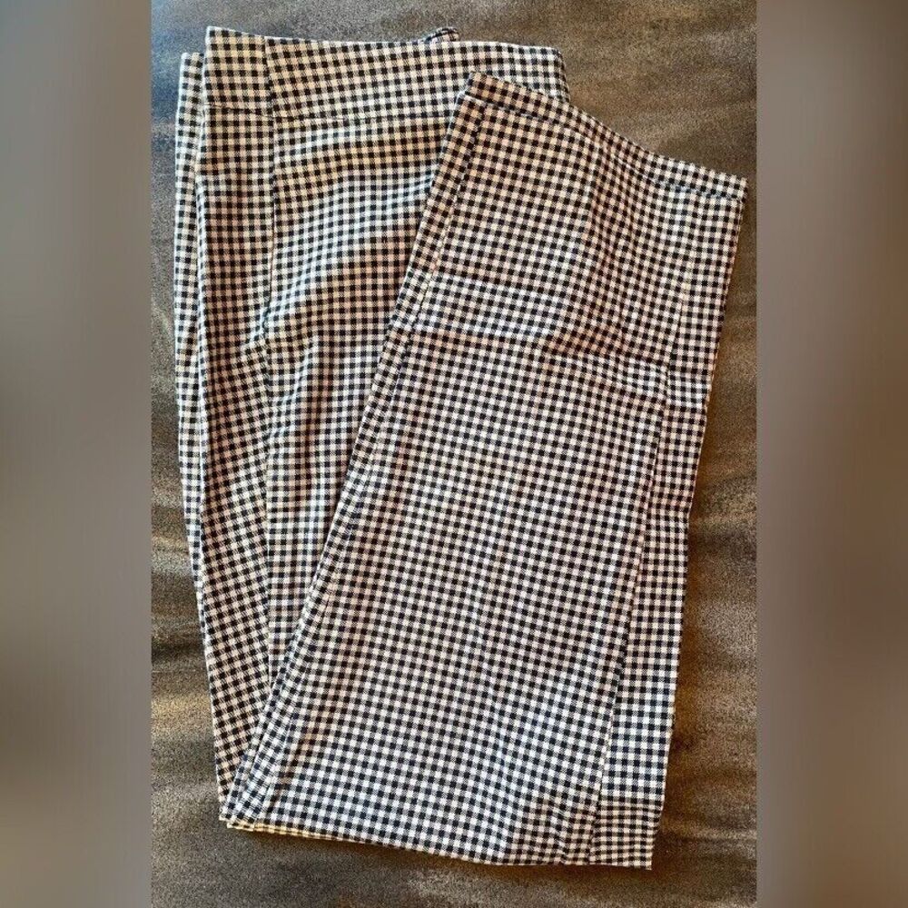 J Jill Pants Women’s 8 Petite Black White Checked Cropped Preppy Academia